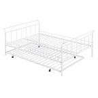Lit de repos en métal avec tête de lit en forme de maison et lit gigogne double – Cadre de lit pour chambre d'enfants
