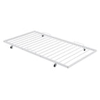 Lit de repos en métal avec tête de lit en forme de maison et lit gigogne double – Cadre de lit pour chambre d'enfants