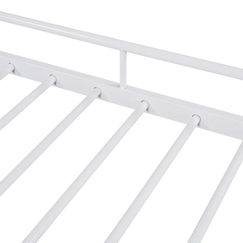 Lit de repos en métal avec tête de lit en forme de maison et lit gigogne double – Cadre de lit pour chambre d'enfants