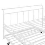 Lit de repos en métal avec tête de lit en forme de maison et lit gigogne double – Cadre de lit pour chambre d'enfants