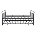 Lit de repos en métal avec tête de lit en forme de maison et lit gigogne double – Cadre de lit pour chambre d'enfants