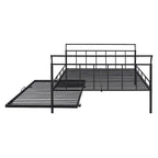 Lit de repos en métal avec tête de lit en forme de maison et lit gigogne double – Cadre de lit pour chambre d'enfants