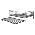 Lit de repos en métal avec tête de lit en forme de maison et lit gigogne double – Cadre de lit pour chambre d'enfants