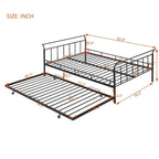 Lit de repos en métal avec tête de lit en forme de maison et lit gigogne double – Cadre de lit pour chambre d'enfants