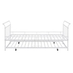 Lit de repos en métal avec tête de lit en forme de maison et lit gigogne double – Cadre de lit pour chambre d'enfants