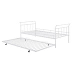 Lit de repos en métal avec tête de lit en forme de maison et lit gigogne double – Cadre de lit pour chambre d'enfants