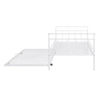 Lit de repos en métal avec tête de lit en forme de maison et lit gigogne double – Cadre de lit pour chambre d'enfants