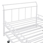 Lit de repos en métal avec tête de lit en forme de maison et lit gigogne double – Cadre de lit pour chambre d'enfants