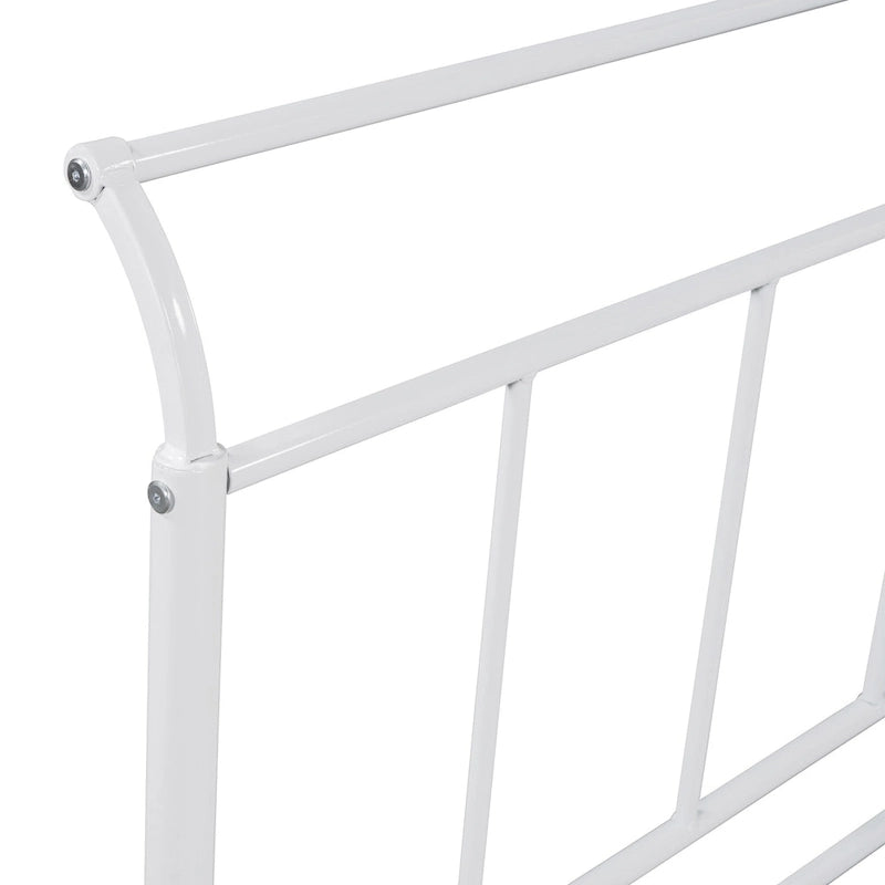 Lit de repos en métal avec tête de lit en forme de maison et lit gigogne double – Cadre de lit pour chambre d'enfants