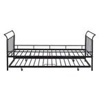 Lit de repos en métal avec tête de lit en forme de maison et lit gigogne double – Cadre de lit pour chambre d'enfants