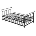 Lit de repos en métal avec tête de lit en forme de maison et lit gigogne double – Cadre de lit pour chambre d'enfants