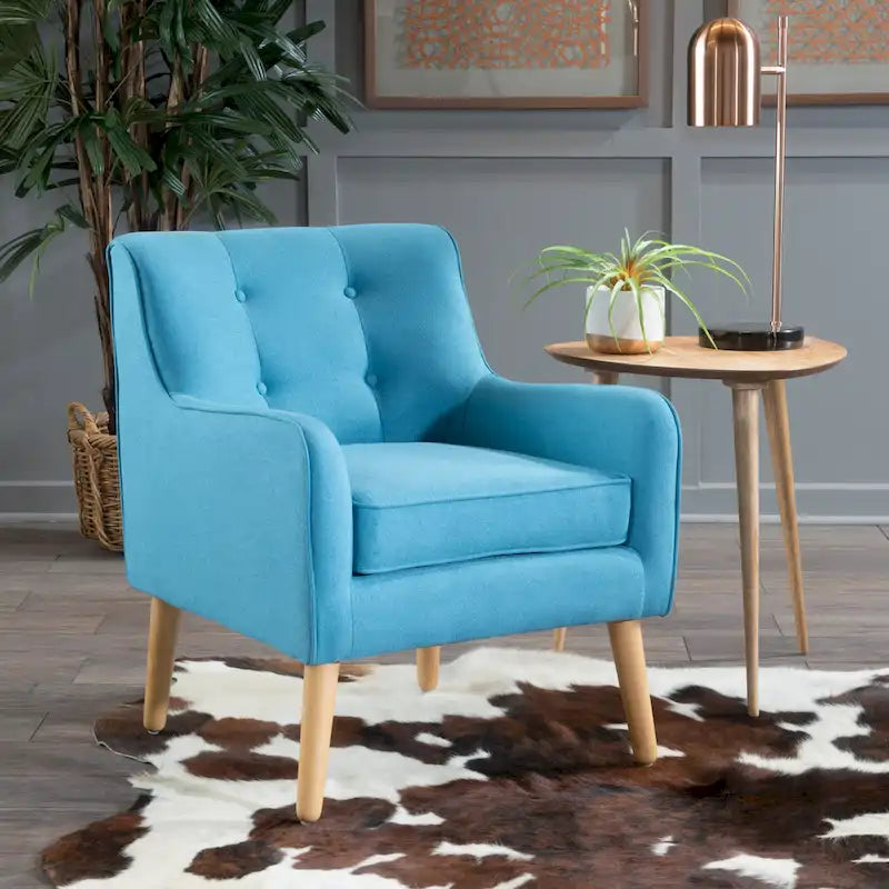 Fauteuil d'appoint moderne en velours capitonné de 25 po avec pieds épingles