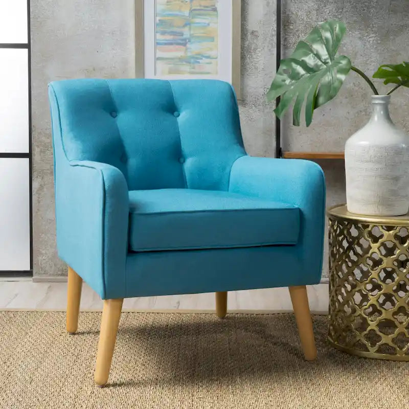 Fauteuil d'appoint moderne en velours capitonné de 25 po avec pieds épingles