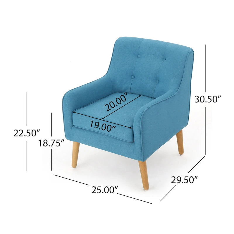 Fauteuil d'appoint moderne en velours capitonné de 25 po avec pieds épingles