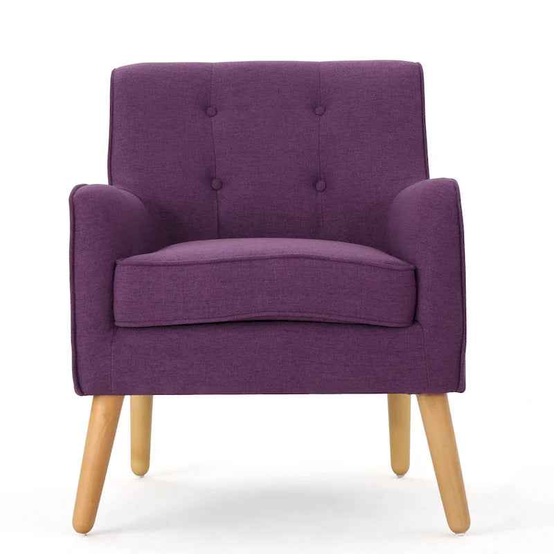 Fauteuil d'appoint moderne en velours capitonné de 25 po avec pieds épingles
