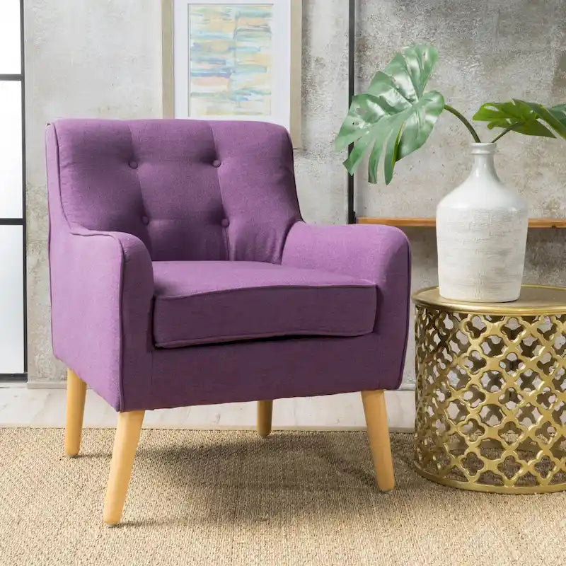 Fauteuil d'appoint moderne en velours capitonné de 25 po avec pieds épingles