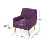 Fauteuil d'appoint moderne en velours capitonné de 25 po avec pieds épingles