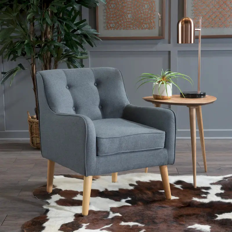 Fauteuil d'appoint moderne en velours capitonné de 25 po avec pieds épingles