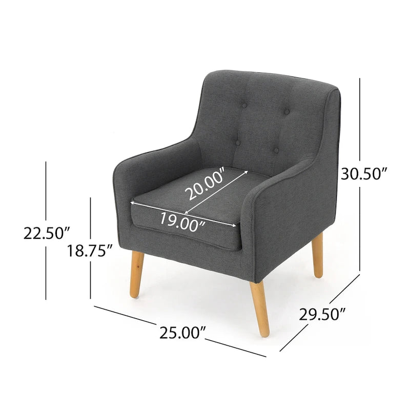 Fauteuil d'appoint moderne en velours capitonné de 25 po avec pieds épingles