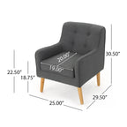 Fauteuil d'appoint moderne en velours capitonné de 25 po avec pieds épingles