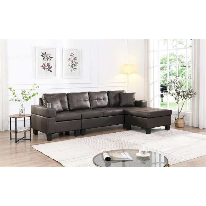 Canapé d'angle 3 places en chenille en forme de L de 250 cm avec méridienne - Salon moderne
