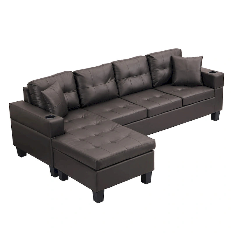 Canapé d'angle 3 places en chenille en forme de L de 250 cm avec méridienne - Salon moderne