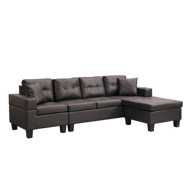 Canapé d'angle 3 places en chenille en forme de L de 250 cm avec méridienne - Salon moderne