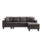 Canapé d'angle 3 places en chenille en forme de L de 250 cm avec méridienne - Salon moderne