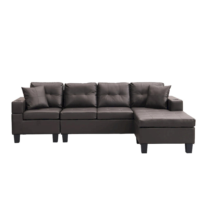 Canapé d'angle 3 places en chenille en forme de L de 250 cm avec méridienne - Salon moderne