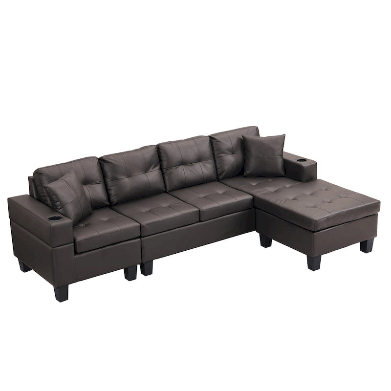 Canapé d'angle 3 places en chenille en forme de L de 250 cm avec méridienne - Salon moderne