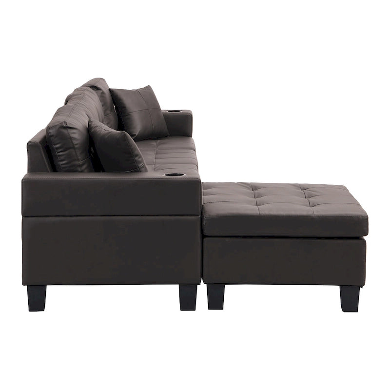 Canapé d'angle 3 places en chenille en forme de L de 250 cm avec méridienne - Salon moderne