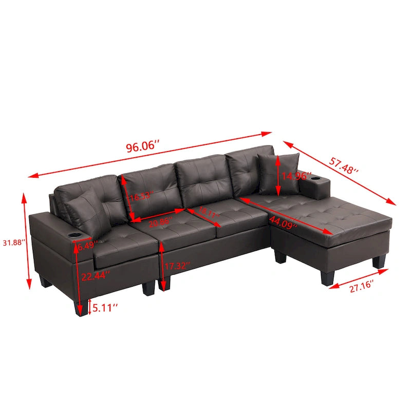 Canapé d'angle 3 places en chenille en forme de L de 250 cm avec méridienne - Salon moderne