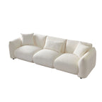 Canapé 3 places en bouclette beige 259 cm style Mid-century Modern avec oreillers