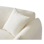 Canapé 3 places en bouclette beige 259 cm style Mid-century Modern avec oreillers
