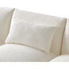 Canapé 3 places en bouclette beige 259 cm style Mid-century Modern avec oreillers