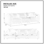 Canapé 3 places en bouclette beige 259 cm style Mid-century Modern avec oreillers