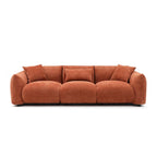 Canapé 3 places en bouclette beige 259 cm style Mid-century Modern avec oreillers
