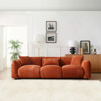 Canapé 3 places en bouclette beige 259 cm style Mid-century Modern avec oreillers
