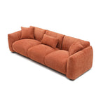 Canapé 3 places en bouclette beige 259 cm style Mid-century Modern avec oreillers