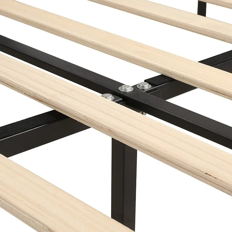 Lit plateforme moderne en velours – Tête de lit capitonnée, cadre en bois de pin, 227 kg