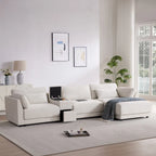 Canapé d'angle en chenille 4 places de 315 cm avec console de rangement - Style moderne