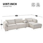 Canapé d'angle en chenille 4 places de 315 cm avec console de rangement - Style moderne