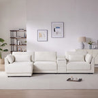 Canapé d'angle en chenille 4 places de 315 cm avec console de rangement - Style moderne