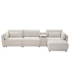 Canapé d'angle en chenille 4 places de 315 cm avec console de rangement - Style moderne