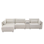 Canapé d'angle en chenille 4 places de 315 cm avec console de rangement - Style moderne