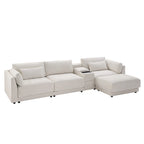 Canapé d'angle en chenille 4 places de 315 cm avec console de rangement - Style moderne