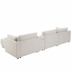 Canapé d'angle en chenille 4 places de 315 cm avec console de rangement - Style moderne