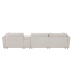 Canapé d'angle en chenille 4 places de 315 cm avec console de rangement - Style moderne