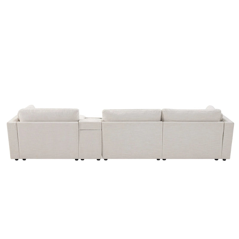 Canapé d'angle en chenille 4 places de 315 cm avec console de rangement - Style moderne