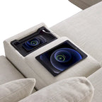 Canapé d'angle en chenille 4 places de 315 cm avec console de rangement - Style moderne